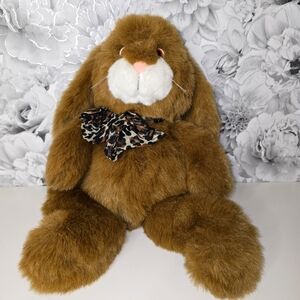 Vintage 1997 Plush Creations Big Belly Big Bow Bunny NWT Leopard Bow 19”